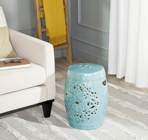 Safavieh FLORA Garden Stool - Elegant Glazed Ceramic Accent for Indoor/Outdoor Use, Versatile & Timeless Decor Blue ACS4527C