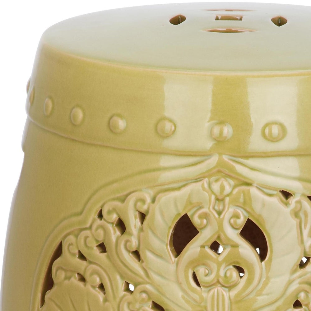 Safavieh FLORA Garden Stool - Elegant Glazed Ceramic Accent for Indoor/Outdoor Use, Versatile & Timeless Decor Spring Green ACS4527E