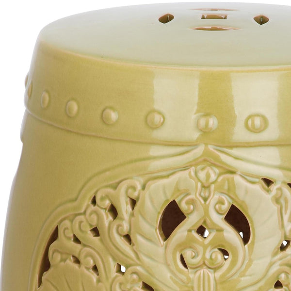 Safavieh FLORA Garden Stool - Elegant Glazed Ceramic Accent for Indoor/Outdoor Use, Versatile & Timeless Decor Spring Green ACS4527E