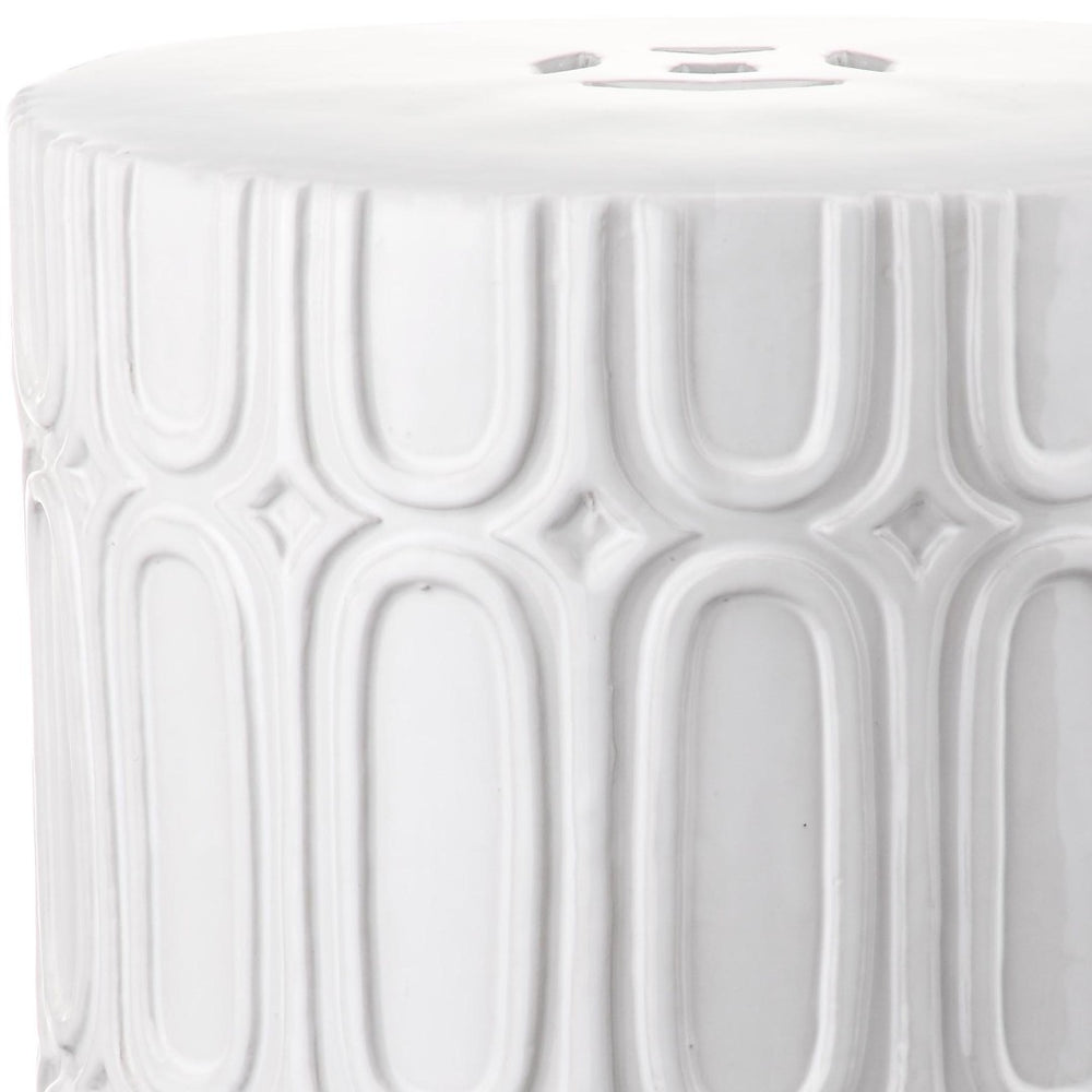 Safavieh MELODY Garden Stool – Elegant Glazed Ceramic Side Table & Plant Stand for Timeless Home Decor Antique White ACS4529A