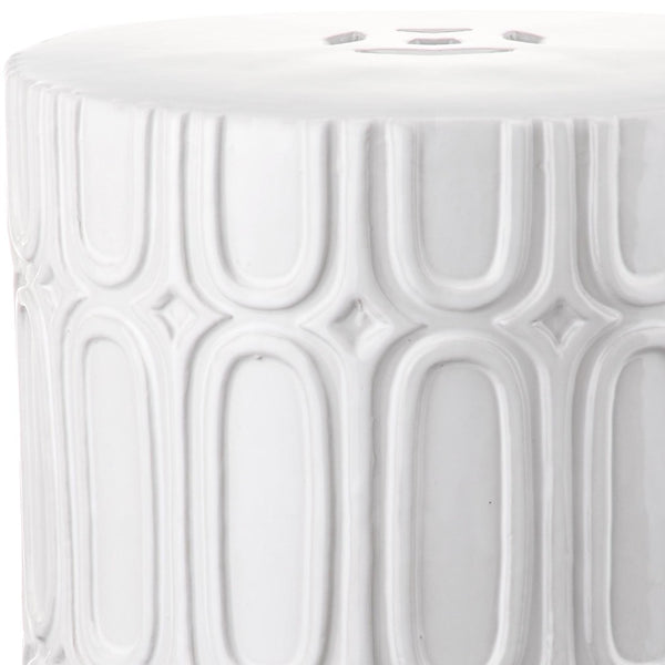Safavieh MELODY Garden Stool – Elegant Glazed Ceramic Side Table & Plant Stand for Timeless Home Decor Antique White ACS4529A