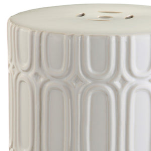 Safavieh MELODY Garden Stool – Elegant Glazed Ceramic Side Table & Plant Stand for Timeless Home Decor Creme ACS4529B