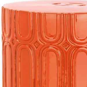 Safavieh MELODY Garden Stool – Elegant Glazed Ceramic Side Table & Plant Stand for Timeless Home Decor Orange ACS4529D