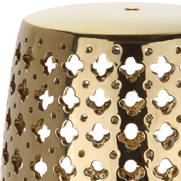 Safavieh LACEY Garden Stool - Vibrant Glazed Ceramic Accent for Indoor/Outdoor Spaces, Stylish & Versatile Gold ACS4531F