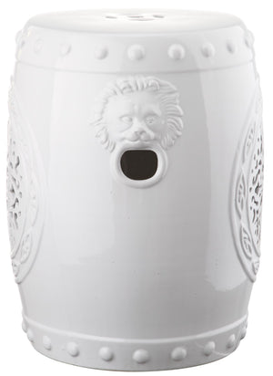 Safavieh FLOWER Drum Garden Stool - Elegant Glazed Ceramic Accent for Versatile Indoor and Outdoor Use Antique White ACS4532A
