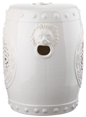 Safavieh FLOWER Drum Garden Stool - Elegant Glazed Ceramic Accent for Versatile Indoor and Outdoor Use Creme ACS4532B