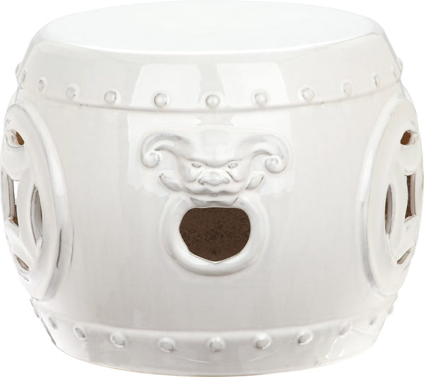 Safavieh MEI Double Coin Garden Stool - Timeless Glazed Ceramic Accent for Indoor and Outdoor Spaces Antique White ACS4534A