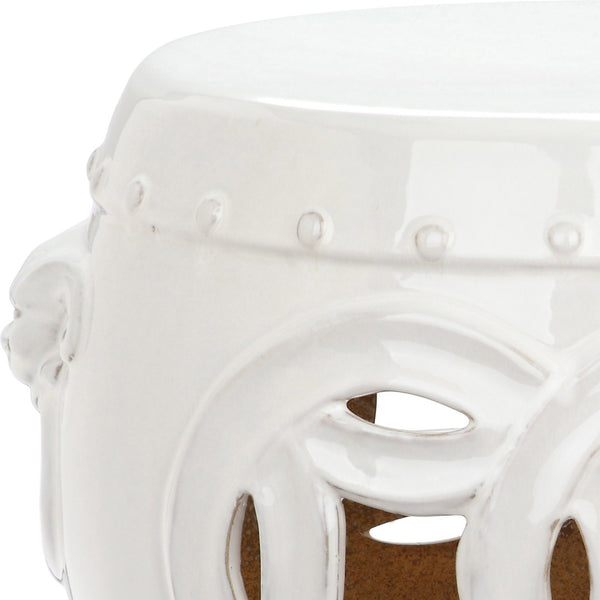 Safavieh MEI Double Coin Garden Stool - Timeless Glazed Ceramic Accent for Indoor and Outdoor Spaces Antique White ACS4534A