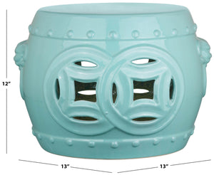 Safavieh MEI Double Coin Garden Stool - Timeless Glazed Ceramic Accent for Indoor and Outdoor Spaces Light Blue ACS4534C