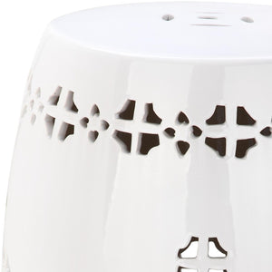 Safavieh QUATREFOIL Garden Stool - Elegant Glazed Ceramic Accent for Indoor or Outdoor Living Spaces Antique White ACS4535A