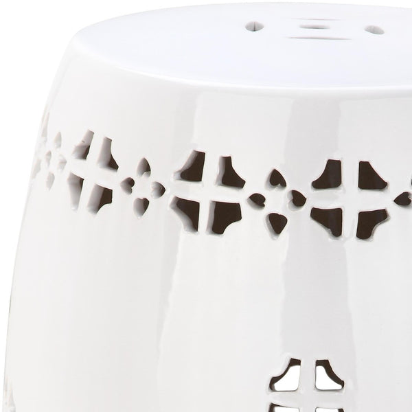 Safavieh QUATREFOIL Garden Stool - Elegant Glazed Ceramic Accent for Indoor or Outdoor Living Spaces Antique White ACS4535A