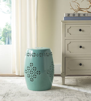 Safavieh QUATREFOIL Garden Stool - Elegant Glazed Ceramic Accent for Indoor or Outdoor Living Spaces Light Blue ACS4535C