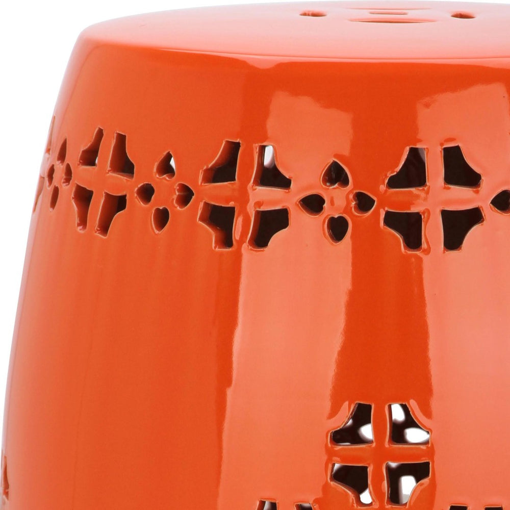 Safavieh QUATREFOIL Garden Stool - Elegant Glazed Ceramic Accent for Indoor or Outdoor Living Spaces Orange ACS4535D