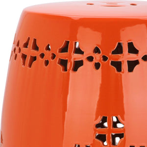 Safavieh QUATREFOIL Garden Stool - Elegant Glazed Ceramic Accent for Indoor or Outdoor Living Spaces Orange ACS4535D