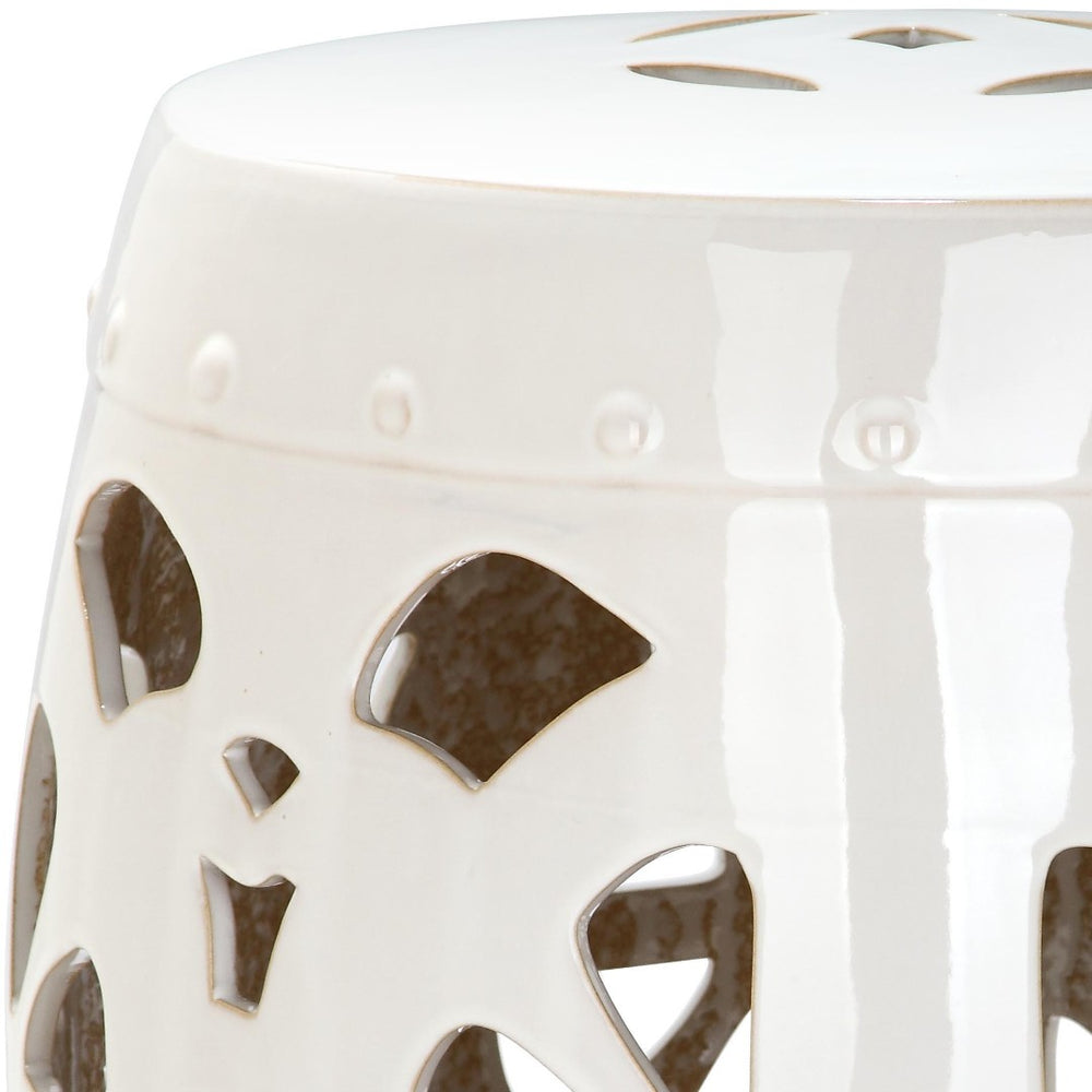 Safavieh STENCIL Blossom Garden Stool - Elegant Glazed Ceramic Accent for Indoor/Outdoor Living Spaces Creme ACS4536B