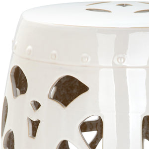Safavieh STENCIL Blossom Garden Stool - Elegant Glazed Ceramic Accent for Indoor/Outdoor Living Spaces Creme ACS4536B