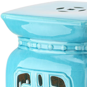Safavieh BEIJING Filigree Garden Stool - Elegant Glazed Ceramic Accent for Indoor or Outdoor Spaces Light Blue ACS4538C