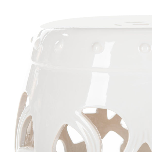 Safavieh IMPERIAL Vine Garden Stool - Elegant Glazed Ceramic Accent for Indoor & Outdoor Spaces, Versatile Design Antique White ACS4539A