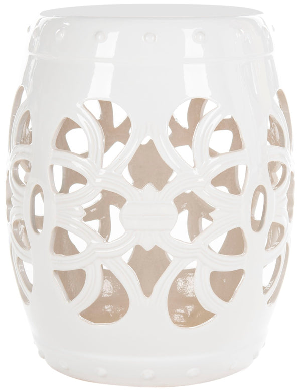 Safavieh IMPERIAL Vine Garden Stool - Elegant Glazed Ceramic Accent for Indoor & Outdoor Spaces, Versatile Design Antique White ACS4539A