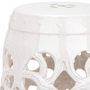 Safavieh IMPERIAL Vine Garden Stool - Elegant Glazed Ceramic Accent for Indoor & Outdoor Spaces, Versatile Design Antique White ACS4539A
