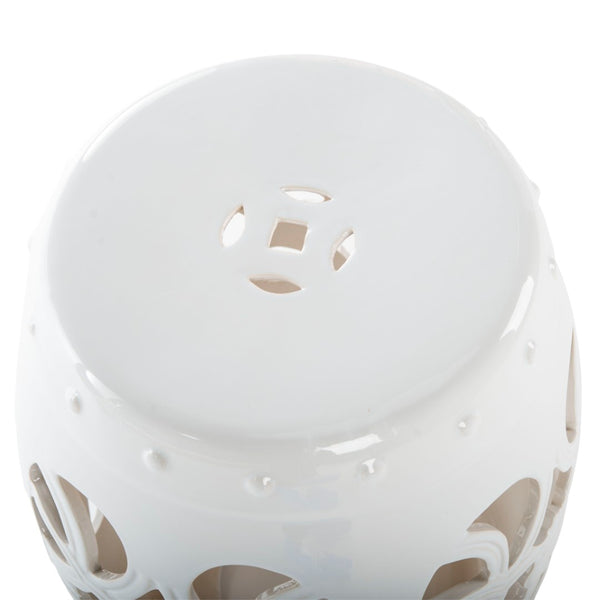 Safavieh IMPERIAL Vine Garden Stool - Elegant Glazed Ceramic Accent for Indoor & Outdoor Spaces, Versatile Design Antique White ACS4539A