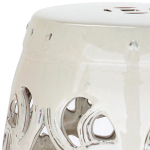 Safavieh IMPERIAL Vine Garden Stool - Elegant Glazed Ceramic Accent for Indoor & Outdoor Spaces, Versatile Design Creme ACS4539B