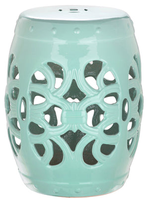 Safavieh IMPERIAL Vine Garden Stool - Elegant Glazed Ceramic Accent for Indoor & Outdoor Spaces, Versatile Design Light Blue ACS4539C