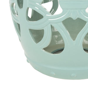 Safavieh IMPERIAL Vine Garden Stool - Elegant Glazed Ceramic Accent for Indoor & Outdoor Spaces, Versatile Design Light Blue ACS4539C