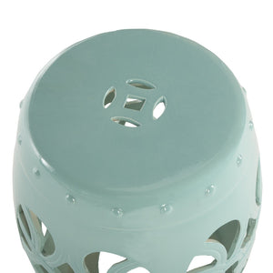 Safavieh IMPERIAL Vine Garden Stool - Elegant Glazed Ceramic Accent for Indoor & Outdoor Spaces, Versatile Design Light Blue ACS4539C