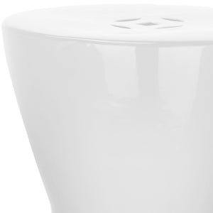 Safavieh LIANA Garden Stool - Elegant Glazed Ceramic Accent for Versatile Outdoor and Indoor Spaces White ACS4541A