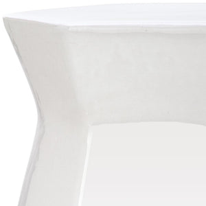 Safavieh MODERN HEXAGON GARDEN STOOL – Stylish Glazed Ceramic Accent for Indoor or Outdoor Living Spaces White ACS4542A