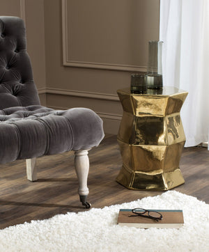 Safavieh MODERN HEXAGON GARDEN STOOL – Stylish Glazed Ceramic Accent for Indoor or Outdoor Living Spaces Gold ACS4542F