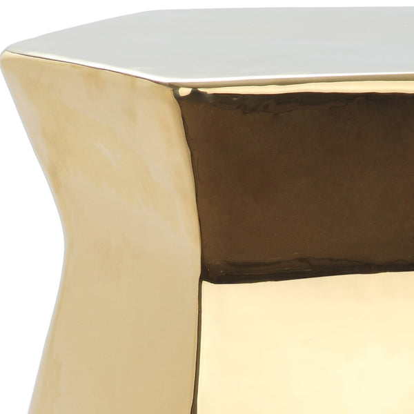 Safavieh MODERN HEXAGON GARDEN STOOL – Stylish Glazed Ceramic Accent for Indoor or Outdoor Living Spaces Gold ACS4542F