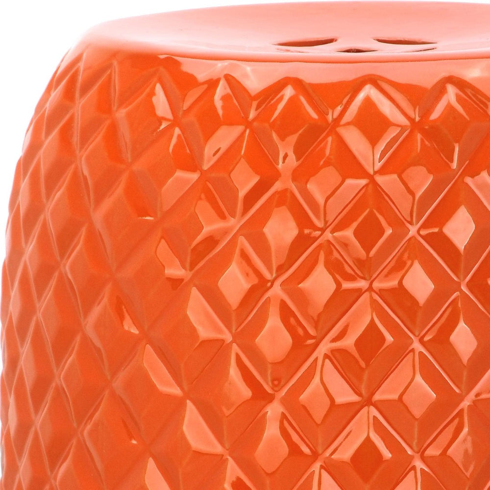 Safavieh CALLA Glazed Ceramic Garden Stool in Vibrant Orange – Versatile Accent for Indoor & Outdoor Spaces ACS4549D