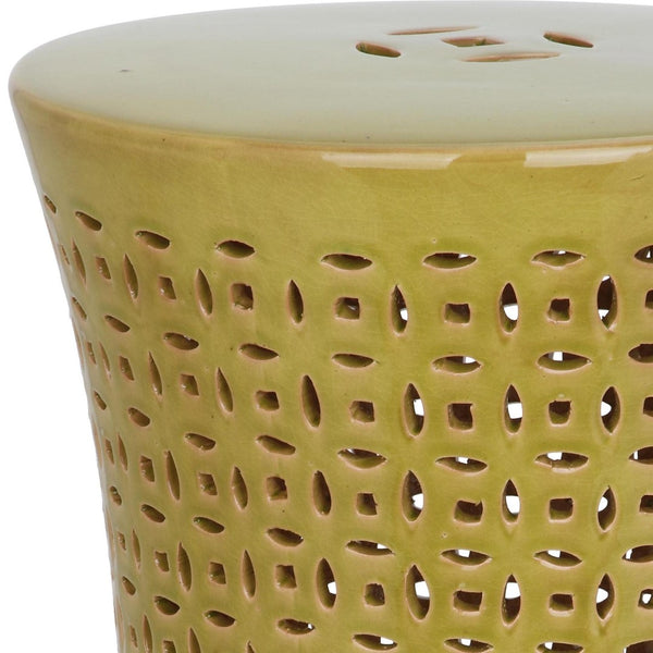 Safavieh CAMILLA Garden Stool in Spring Green - Versatile, High-Gloss Ceramic Accent for Indoor & Outdoor Use ACS4550E