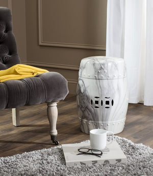 Safavieh JADE Swirl Garden Stool in Elegant White - Versatile Accent for Indoor or Outdoor Spaces, 13" W x 18" H ACS4551A