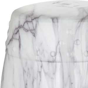 Safavieh JADE Swirl Garden Stool in Elegant White - Versatile Accent for Indoor or Outdoor Spaces, 13" W x 18" H ACS4551A