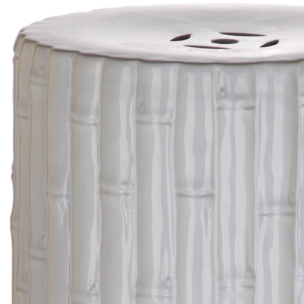 Safavieh BAMBOO Garden Stool - Elegant Ceramic Accent for Indoor or Outdoor Use, Stylish and Versatile Decor White ACS4553B