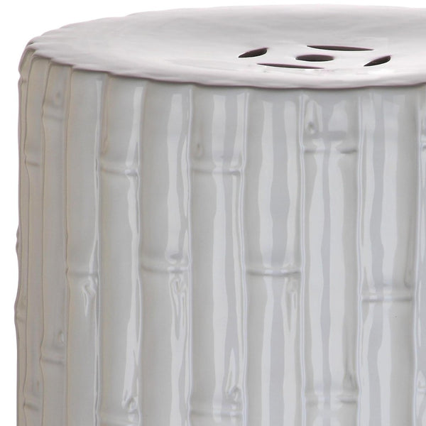 Safavieh BAMBOO Garden Stool - Elegant Ceramic Accent for Indoor or Outdoor Use, Stylish and Versatile Decor White ACS4553B
