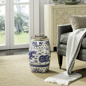 Safavieh DRAGON'S Breath Garden Stool - Elegant Blue Ceramic Accent with Dragon & Cloud Motif for Home Decor ACS4554A