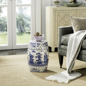 Safavieh OCEAN Jewel Garden Stool - Serene Blue Ceramic Accent for Indoor/Outdoor Use, 13" x 18" Design ACS4555A