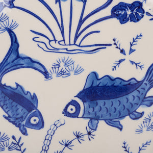 Safavieh CLOUD 9 Garden Stool in Vibrant Blue with Fish & Lotus Motifs – Perfect Accent for Any Space! ACS4557A