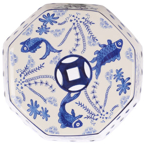 Safavieh CLOUD 9 Garden Stool in Vibrant Blue with Fish & Lotus Motifs – Perfect Accent for Any Space! ACS4557A