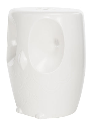 Safavieh OWL, Handcrafted 17.5-Inch White Ceramic Garden Stool - Versatile Accent for Indoor/Outdoor Use ACS4567A