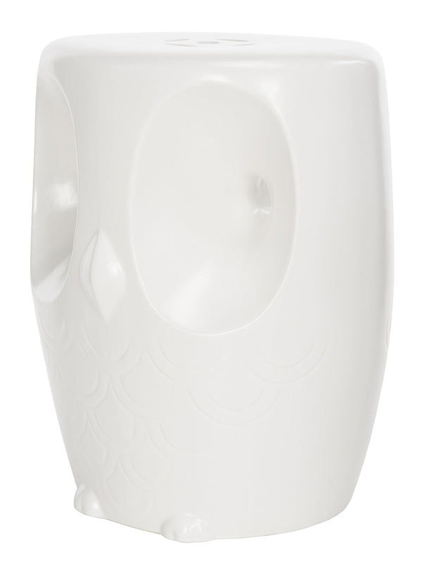 Safavieh OWL, Handcrafted 17.5-Inch White Ceramic Garden Stool - Versatile Accent for Indoor/Outdoor Use ACS4567A