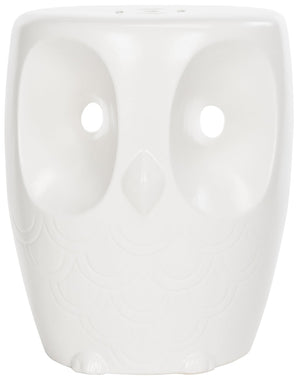 Safavieh OWL, Handcrafted 17.5-Inch White Ceramic Garden Stool - Versatile Accent for Indoor/Outdoor Use ACS4567A