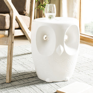 Safavieh OWL, Handcrafted 17.5-Inch White Ceramic Garden Stool - Versatile Accent for Indoor/Outdoor Use ACS4567A