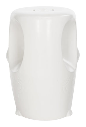Safavieh OWL, Handcrafted 17.5-Inch White Ceramic Garden Stool - Versatile Accent for Indoor/Outdoor Use ACS4567A