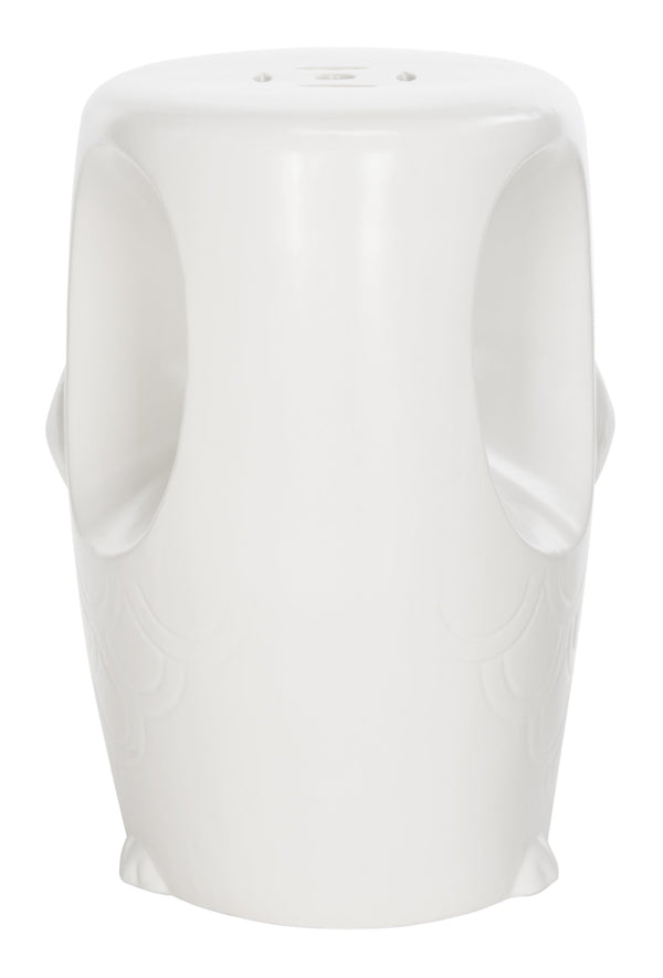 Safavieh OWL, Handcrafted 17.5-Inch White Ceramic Garden Stool - Versatile Accent for Indoor/Outdoor Use ACS4567A