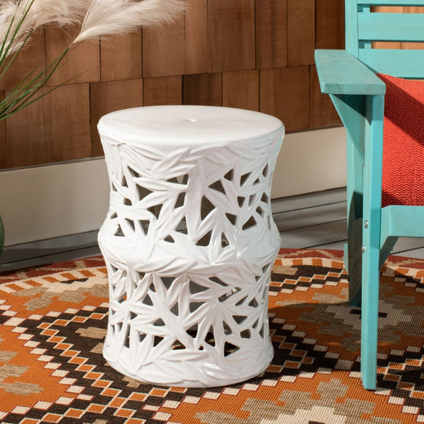 Safavieh GRANDA Garden Stool in White Ceramic – Versatile Outdoor Accent for Seating, Plants & Tables ACS4573A